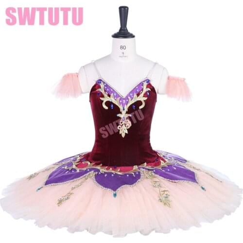 Wine red Classical Ballet dress Women Pancake professional ballet tutu Nutcracker Ballerina costumes for girlsBT9261