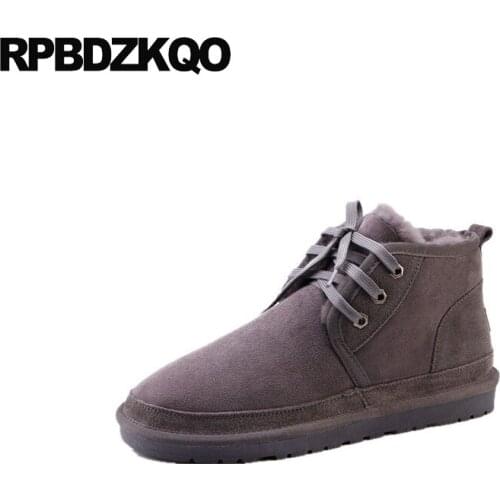 Winter warm sheepskin snow genuine leather australian shoes booties high quality suede plus size real fur boots men comfortable