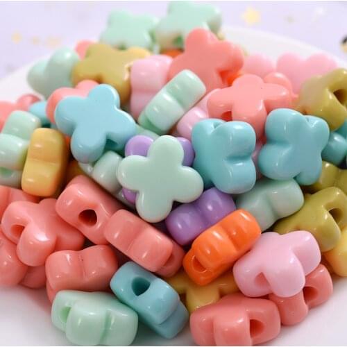10-60pcs Acrylic Beads Mixed Candy Color Cute Cartoon Clover Shape Loose Spacer Beads For Jewelry Makeing Diy Handmade Bracelet