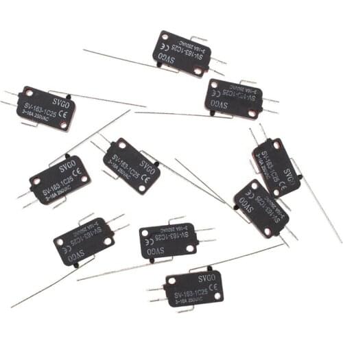 10 x Micro Limit Switch Long Straight Hinge Arm SPDT Snap Action LOT