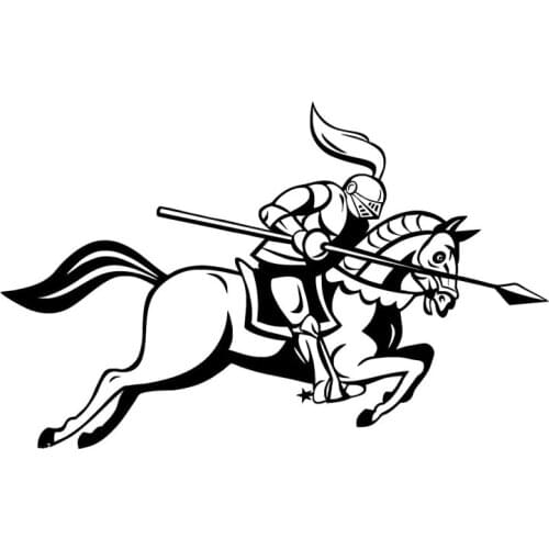 15.3*9.7CM Medieval Knight Jousting Lance Horse Body Decorative Vinyl Car Stickers Decals C4-0940