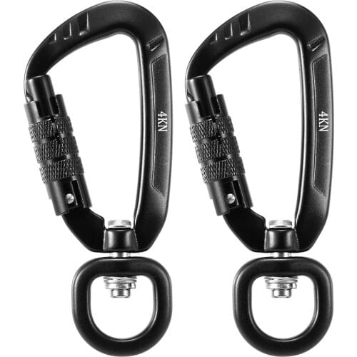 2pcs 4KN 360° Rotatable Small Auto Locking Carabiner Survial Rescue Carabiners Hook Swivel Carabiner Clip Camping Equipment