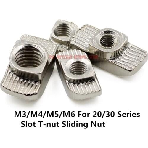 2019 Real 20pcs M3/m4/m5/m6 For 20/30 Series Slot T-nut Sliding Nut Hammer Head Drop In Fasten Connector Aluminum Extrusions