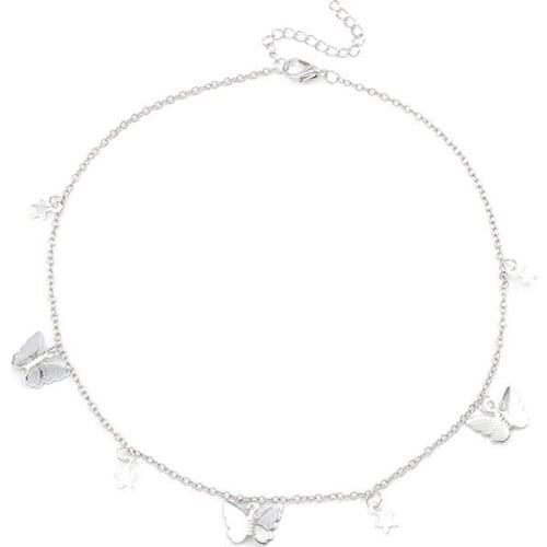 2021 Boho Butterfly Choker Necklace For Women Girls Simple Chain Star Pendant Kolye Collana Bijoux Collar Chocker Collier Femme