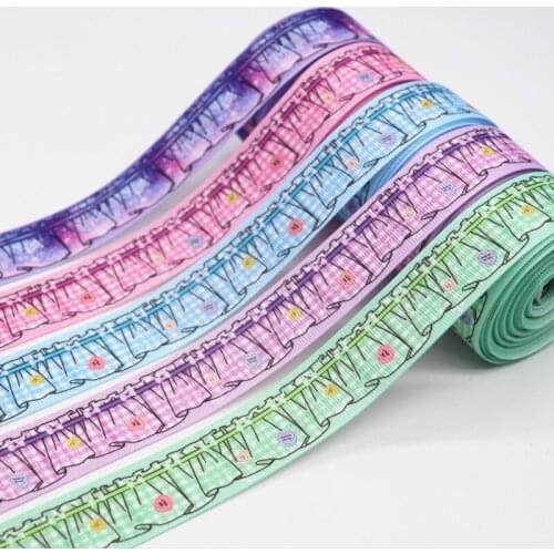 5 Yards 1'' 25MM Hemlines Printed Grosgrain Ribbons For Hair Bows DIY Handmade Materials Y19122404