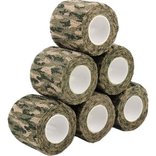 6 Roll Camouflage Tape Cling Scope Wrap Military Camo Stretch Bandage Gun Rifle Shotgun Camping Hunting 2"x177"x6 Self-Adhesive