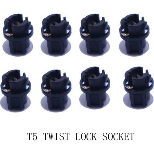 8pcs T5 Twist Lock Socket Wedge Base 3/8" Dashboard Instrument Panel Cluster Plug for Dash Light Bulb 37 74 73