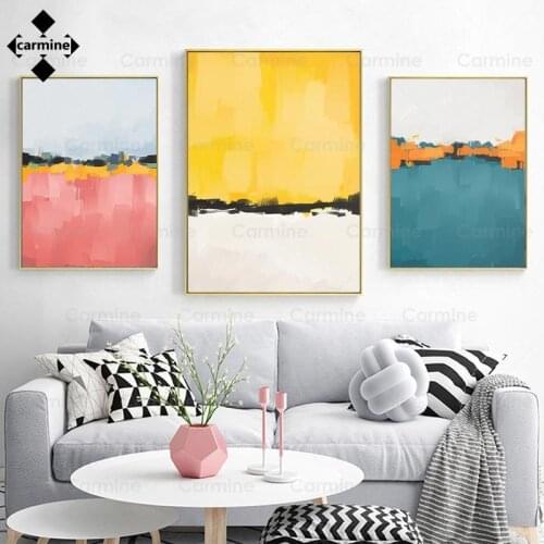 Multicolor Blue Yellow Canvas Print Abstract Wall Art Painting Picture Poster for Living Room Home Interior Decoration Frameless