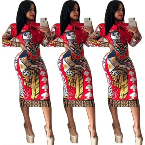 African Dresses for Women 2021 New Fashion Summer bowknot African Short Sleeve Printing Dress African Women Clothes
