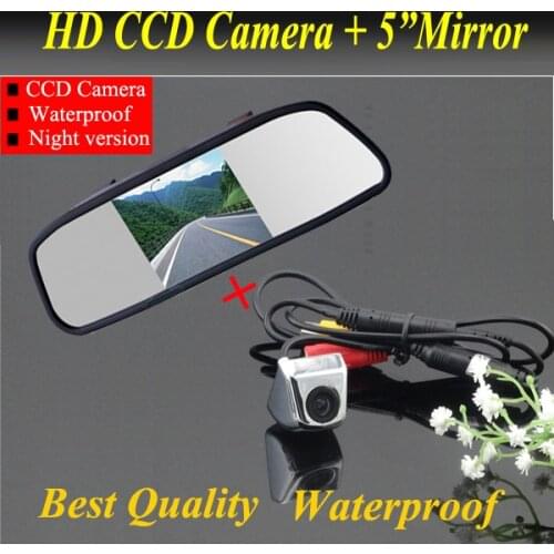 Promotion 2 in 1 CCD rear view Camera + 5" HD Car Mirror Monitor rear view mirror monitor CCD car parking camera back up camera