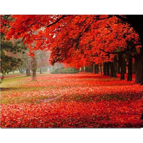 Nature Red Autumn Leaf 5D Square/round Diy Diamond Embroidery Large Size diamond Mosaic patterns Diamond Painting autumn G329