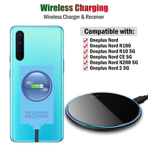 Qi Wireless Charger & Receiver for Oneplus Nord N100 Nord N10 5G Phone Wireless Charging Adapter USB Type-C Connector