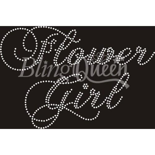 BlingQueen 25PCS/LOT Iron on Rhinestone Transfer Crystal Bling Motif Flower Girl Design