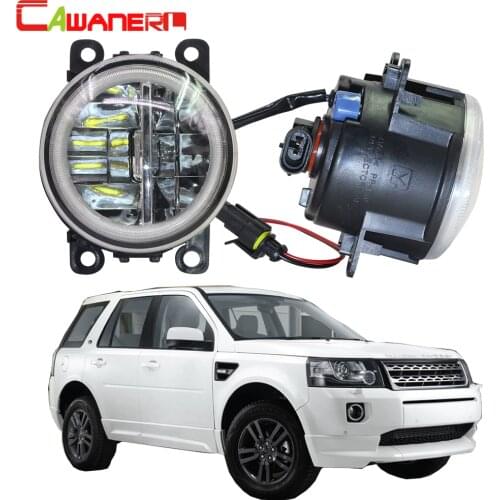 Cawanerl For Land Rover Freelander 2 LR2 FA_ Closed Off-Road Vehicle 2006-2014 Car H11 LED Bulb Fog Light + Angel Eye DRL 12V