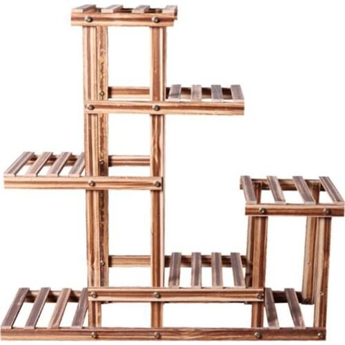 Wood Flower Rack Plant Stand Shelves Bonsai Display Shelf Outdoor Indoor Yard Garden Patio Balcony Flower Stands Plant Shelves