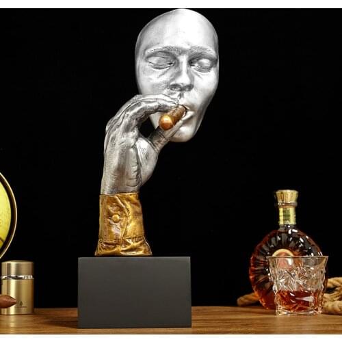 European Home Decoration Head Resin Statue Modern Abstract Art Mini Bust Sculpture Art Sketch Practice Cigar Creativity