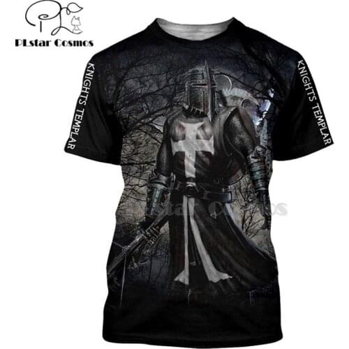 PLstar Cosmos All Over Printed Knights Templar 3d t shirts tshirt tees summer hip hop short sleeve streetwear tops style-1