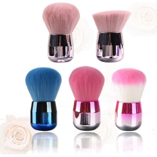 Popular Round Soft Makeup Brushes Pink Hair Mushroom Powder Foundation Brush With Portable Aluminum Short Handle Make Up Tool