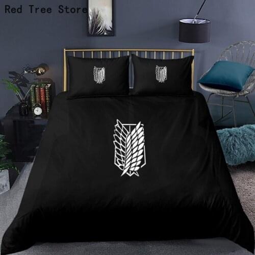 Attack On Titan Bedding Set 2/3 Pieces Japan Anime Duvet Cover Cartoon Printed 3D Bed Cover Set Single Twin King Size Bedclothes