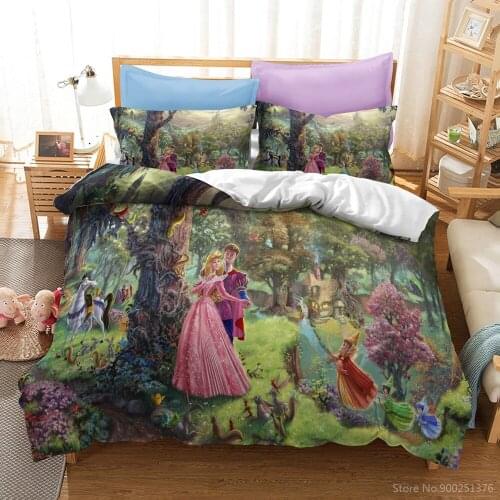 Disney Beauty and The Beast Bedding Set Belle Princess & Prince Duvet Cover Pillowcase Kids Cartoon Home Textile Bedclothes Gift