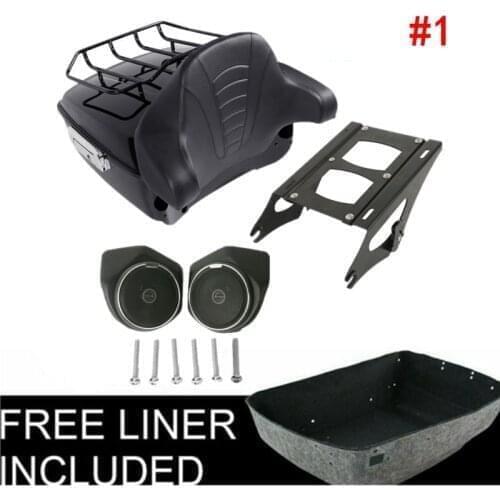 Motorcycle King Trunk Mount Luggage Rack Backrest Speaker For Harley Tour Pak Touring Road King Street Electra Glide 2014-2020