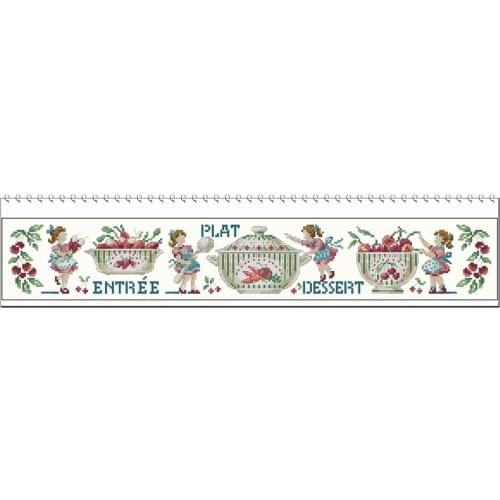 LBP-The Little Girl Who Makes Food Counted Cross Stitch 11CT 14CT 18CT DIY Chinese Cross Stitch Kits Embroidery Needlework Sets