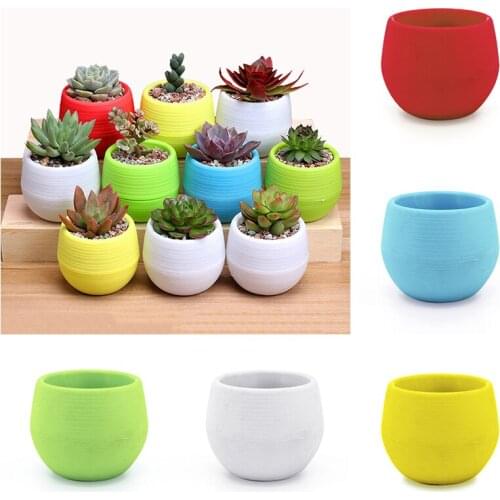 Mini Flower Plant Pots Colourful Round Plastic Potted Plants Succulents Planters Pot Garden Home Office Indoor Derocation