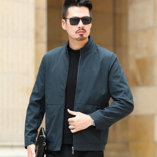 Large Size Dads Autumn Coats Middle Aged Mens Autumn Thin Top 40 Years Old Middle Aged Mens Casual Standing Collar Jackets Grey
