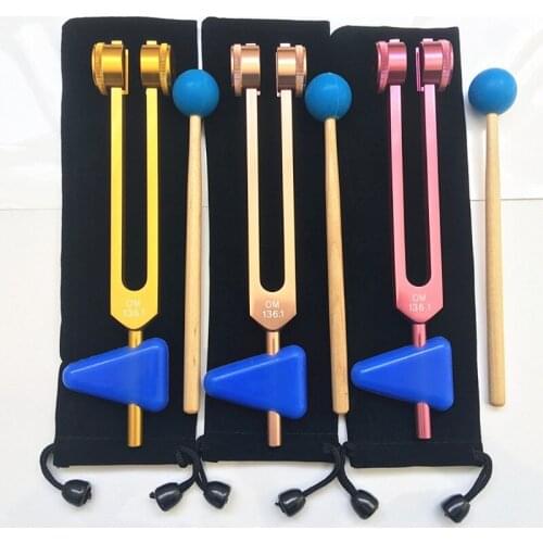 OM 136.1 Hz Tuning Forks Set Chakra Tuning Fork With Carry Pouch and Mallet M2EC