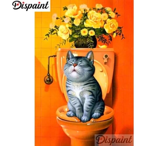 Dispaint Full Square/Round Drill 5D DIY Diamond Painting "flower cat" Embroidery Cross Stitch 3D Home Decor A10331