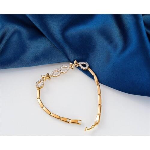 2021 Feb New Women Vintage Wedding Jewelry 19cm Simple True White Gold Link Bracelet flower Copper Bracelet