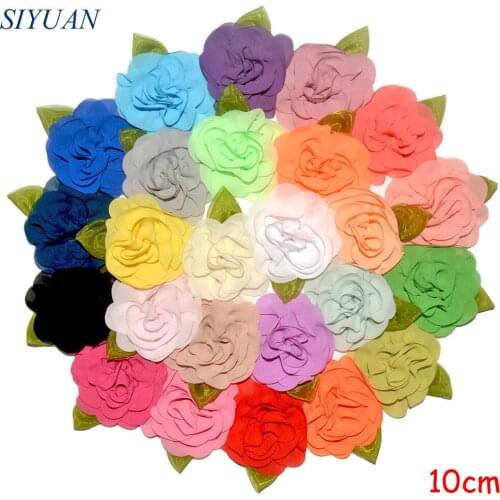 Wholesale 200pcs/lot 10cm Green Leaf Large Chiffon Flower WITH/WITHOUT Clip Fashion Hair Accessories TH255
