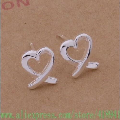 Silver Plated earrings , Silver Plated fashion jewelry , Twisty heart /ecyamufa beaajvha AE192
