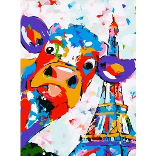 Frame DIY Painting By Numbers acrylic Colorful Animals cow Hand Painted Oil Paint By Numbers For Home Decor Art