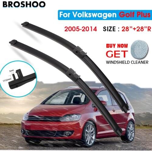 Car Wiper Blade For Volkswagen Golf Plus 28"+28"R 2005-2014 Windscreen Windshield Wipers Blade Window Wash Fit Side Pin Arm