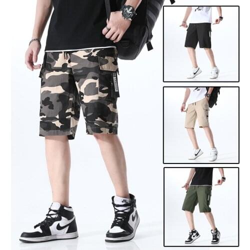 2021Summer Cargo Shorts Mens Fashion Camouflage Military Shorts Mens Multi-pocket Loose Casual Cotton Five-point Shorts Men