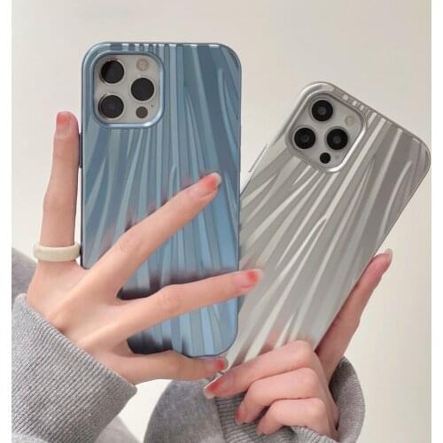 Luxury Silver Tin Foil Pleats Phone Case For iPhone 11 12 Pro Max XR X XS Max Silicone Case for Huawei P40 P30 Mate40 Pro Nova8