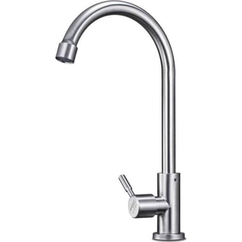 Kitchen Faucet 304 Stainless Steel Mixer Basin Faucet Deck Mounted Sink Single Cold Single Handle Tap