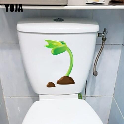 YOJA 14.3*22.3CM Plant Bean Sprouting Cartoon Toilet Seat Stickers Fresh Home Room Wall Decor T1-1016