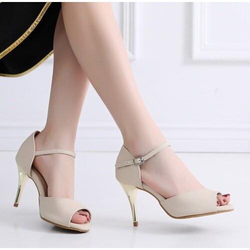 Hot Selling Tango Outdoor Indoor Urban Latin Dance Shoes for Women Dancing Girl Stylish High Heel Genuine Leather