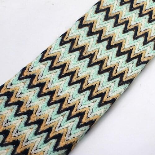 Zig Zag Knitting Lace Fabrics Light Blue 1 Meter For Dress Wave Striped Crochet Mesh Fabrics Diy Garment 150CM Wide