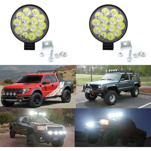 1PC 42W Round 14 LED Spot Work Light Bar Fog Driving Lamp Truck Tractor SUV ATV