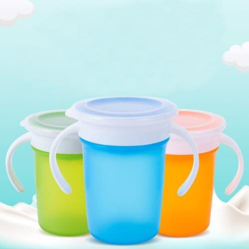 High Quality New 1PC 360 Baby Cups Can Be Rotated Magic Cup Baby Learning Drinking Cup LeakProof Child Water Cup Bottle 220ML