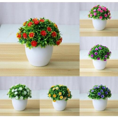 1Pc Potted Artificial Flower Bonsai Stage Garden Wedding Home Props Artificial Flower Party Birthday Valentine Day Floral Decor