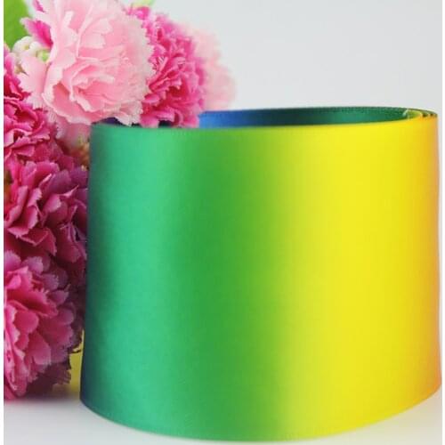 2" Hot transfer double face Rainbow satin ribbon 50mm Wedding Christmas Decoration Gift wraping DIY Ribbons