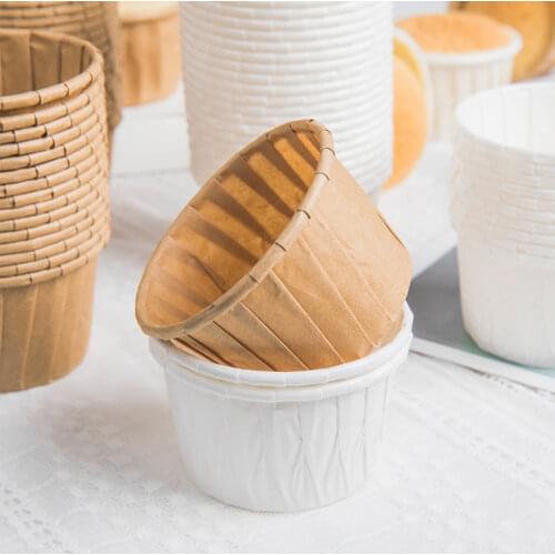 50PCS Treated Paper Souffle Portion Cups For Measuring Cupcake Cup Baking And High Temperature Cup Household Cake Mould