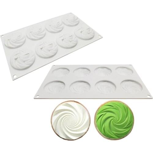 3D Spiral Chocolate Brownie Mousse Mould 8 Cavity Silicone Mold French Dessert Pan Muffin Pastry Tray Baking Tools