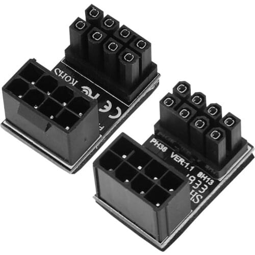 1Pair ATX 6Pin/8Pin Female to Male Power Adapter 180 Degree Turning Desktop Graphics Card Power Supply Connector