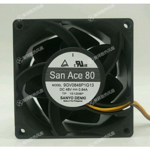 For Sanyo Denki 9GV0848P1G13 DC 48V 0.84A 80x80x38mm 4-Wire Server Cooling Fan High Speed Airflow CFM Cooler