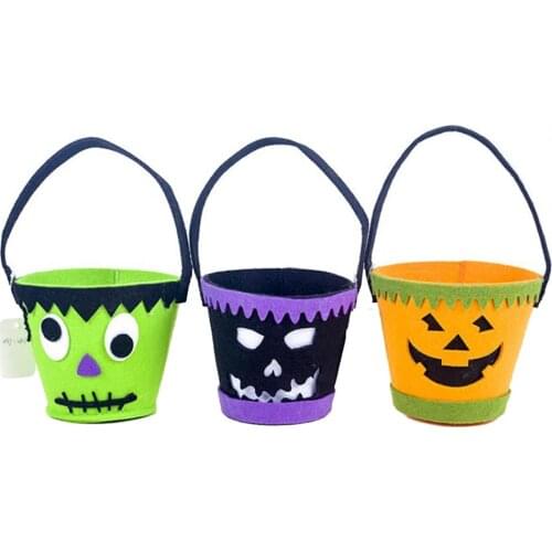 Candy Tote Bag For Halloween Decoration Pumpkin Ghost Gift Holders Cloth Felt Funny Trick-or-treat Themed Storage Bucket Basket